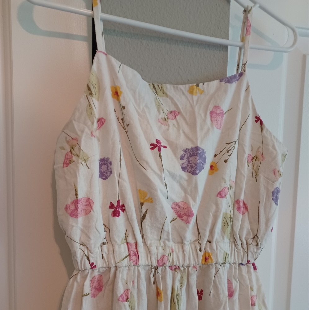 Vintage Loft Feminine, Floral, Dainty, Sweet Linen Summer Dress
